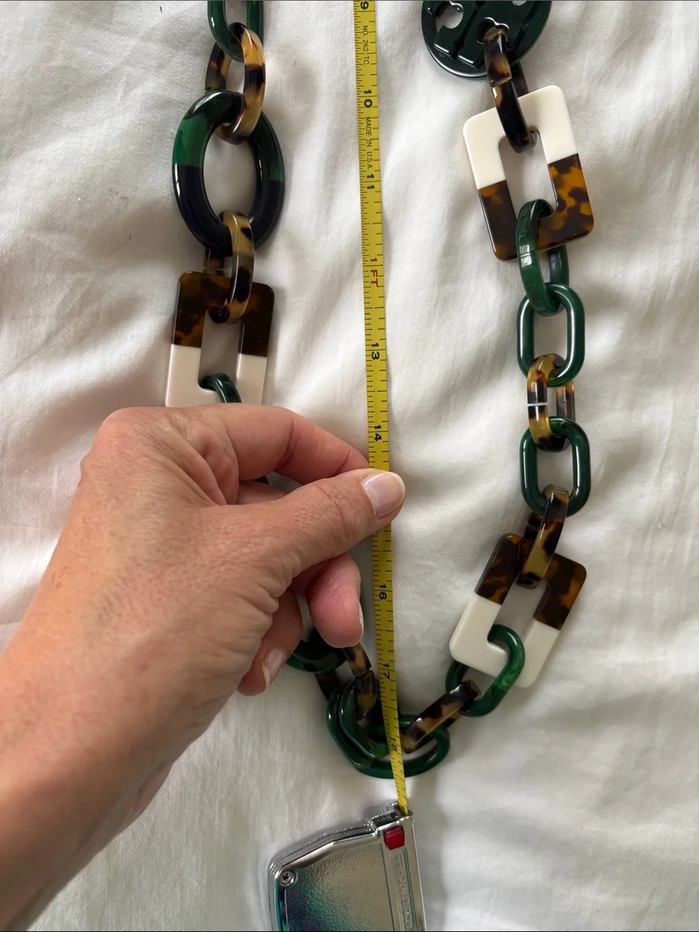 Tory Burch Tortoise and Green lucite necklace